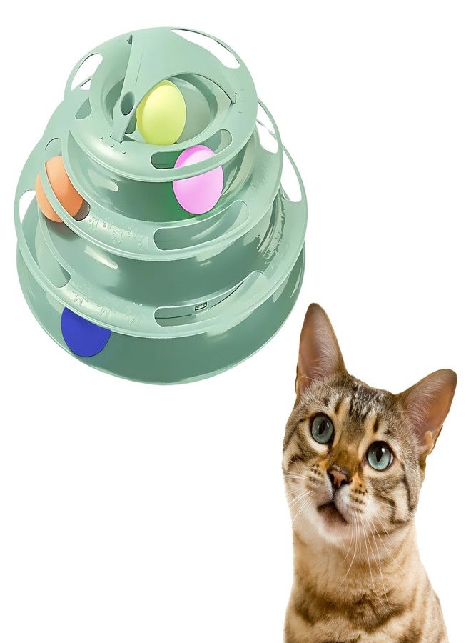 Sage Square 3-Level Cat Toy with Spinning Balls - Interactive & Engaging Pet Toy for Cats & Kittens, Durable & Sturdy Construction, Promotes Exercise & Mental Stimulation,Keeps Entertained for Hours - Image 1